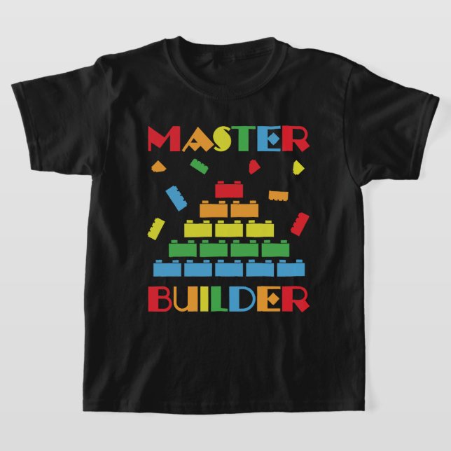 Master Builder bygger blockerar leksak roliga barn T Shirt (Laydown)
