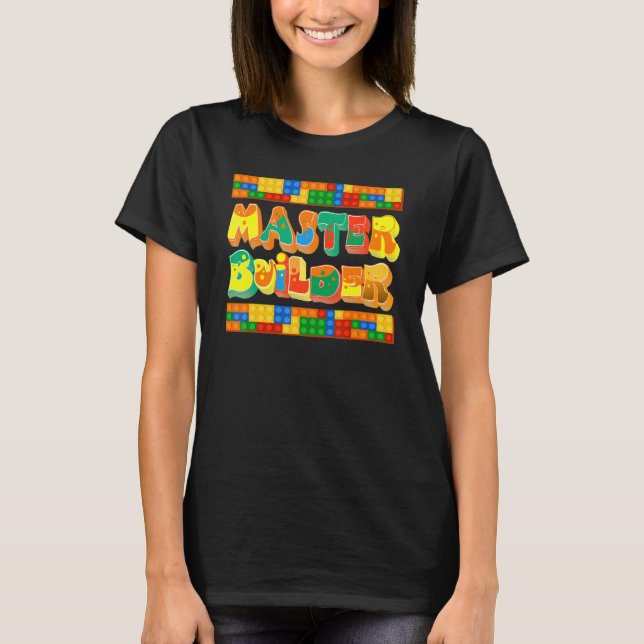 Master Builder Cool Builder Building Blocks Set To T Shirt (Framsida)
