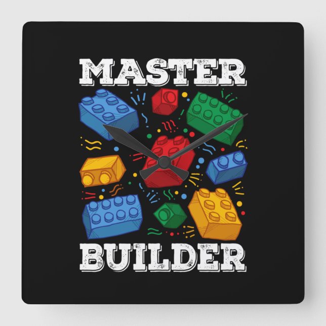 Master Builder Cute Block Building Kids Toys Brick Fyrkantig Klocka (Framsida)