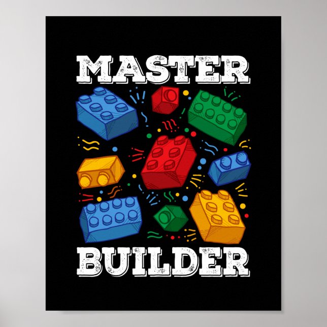 Master Builder Cute Block Building Kids Toys Brick Poster (Framsidan)