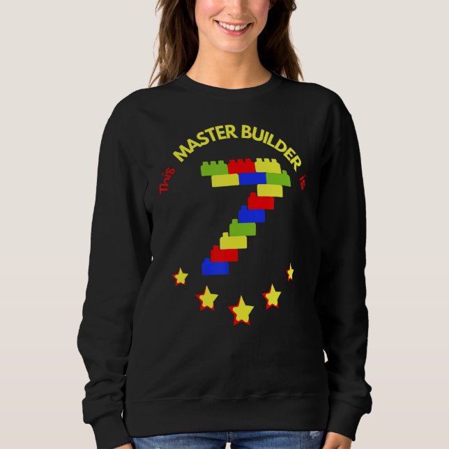 Master Builder Cute Block Bygger 7:e Birthday Bo T Shirt (Framsida)