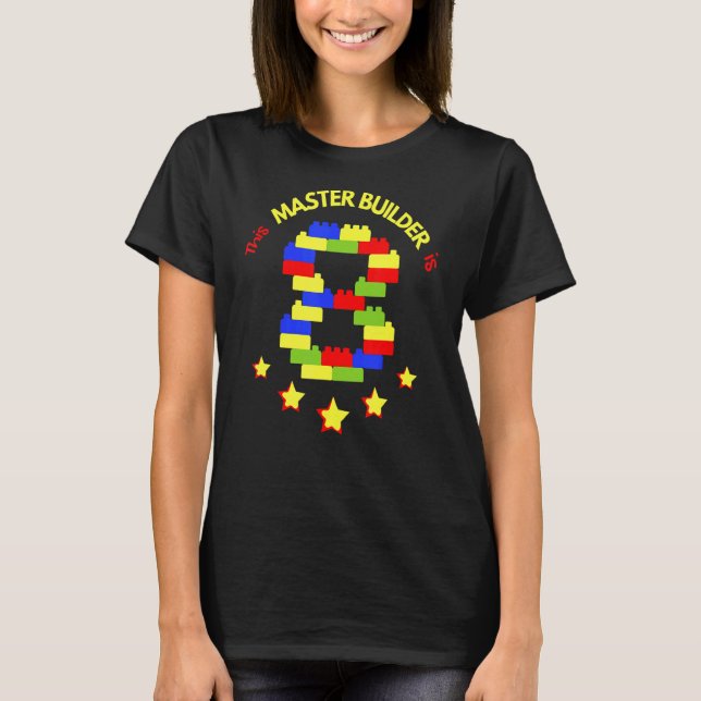 Master Builder Cute Block Bygger 8:e födelsedag Bo T Shirt (Framsida)