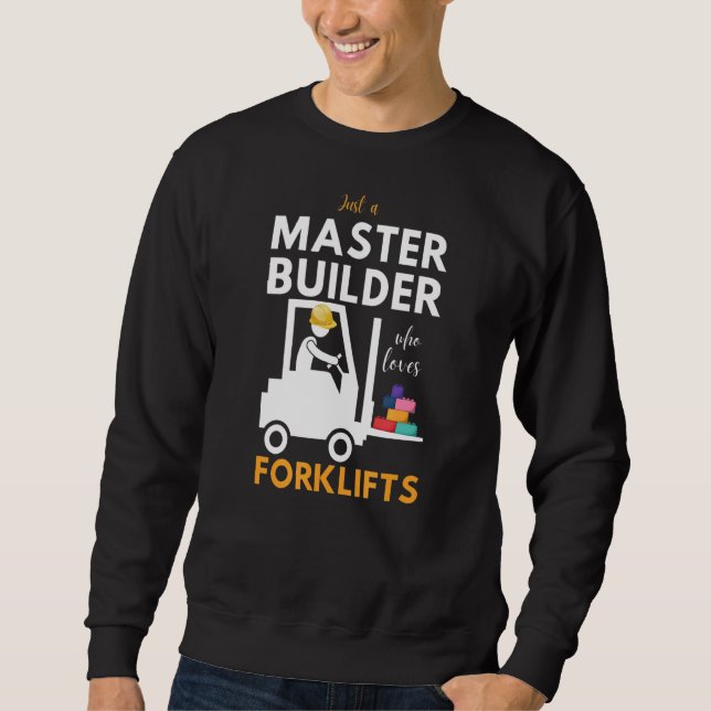 Master Builder Cute Block Bygger Forklift 1 Lång Ärmad Tröja (Framsida)