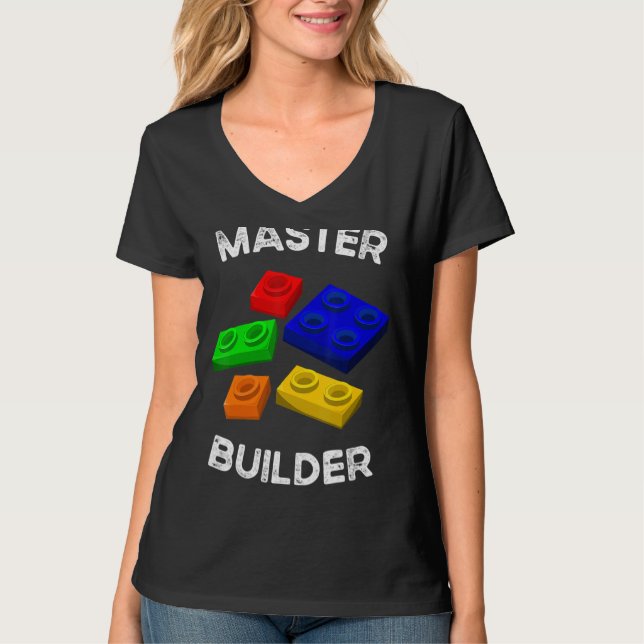 Master Builder Cute Block Bygger Kids Leksaker Bri T Shirt (Framsida)