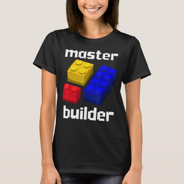 Master Builder Cute Block Bygger Kids Leksaker Bri T Shirt (Framsida)