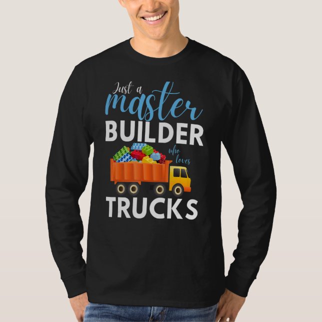 Master Builder Cute Block Bygger Lastbil T Shirt (Framsida)