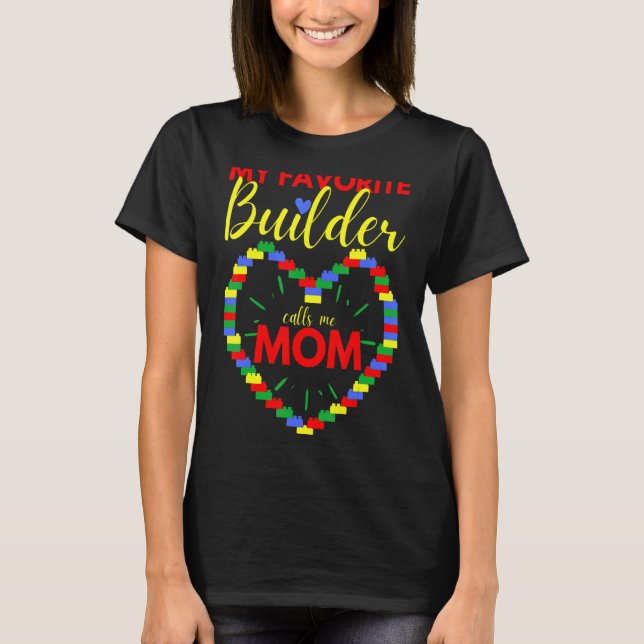 Master Builder Cute Block Bygger Mamma 1 T Shirt (Framsida)