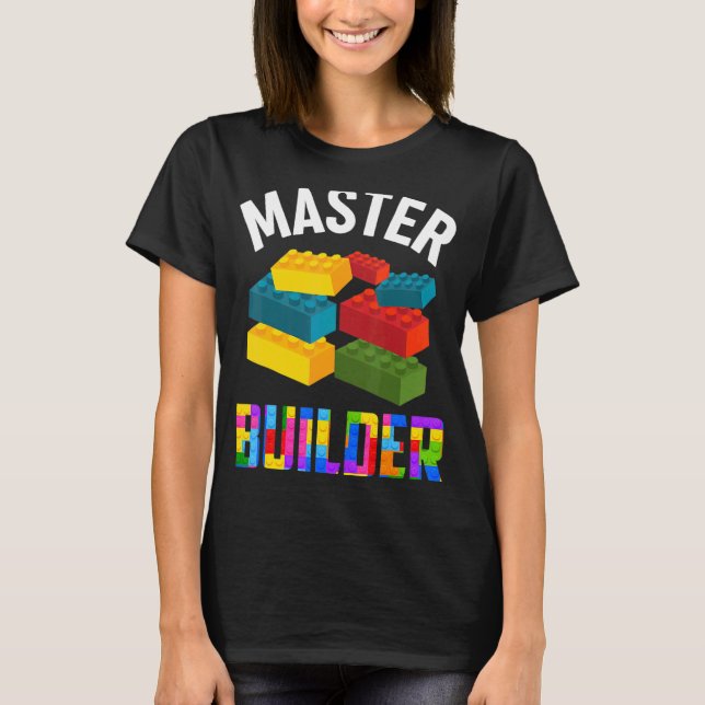 Master Builder Cute Brick Builder blockerar Leksak T Shirt (Framsida)