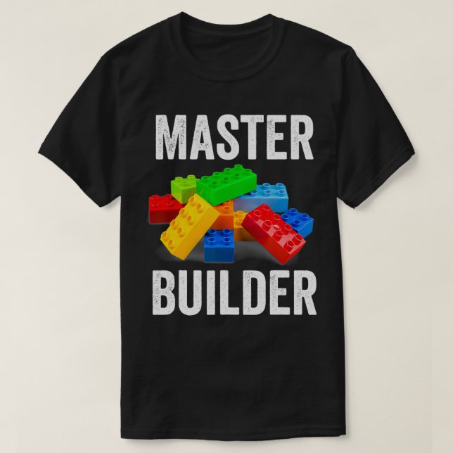 Master Builder Funny Byggnad Blocks Gifts Manar Wo T Shirt (Design framsida)