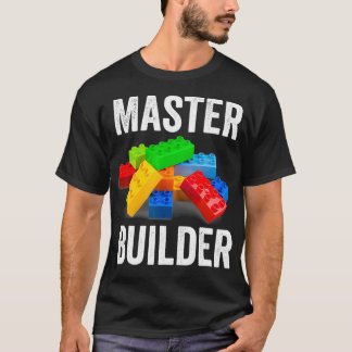 Master Builder Funny Byggnad Blocks Gifts Manar Wo T Shirt
