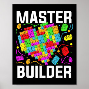 Master Builder Heart Block Brick Byggnad Poster