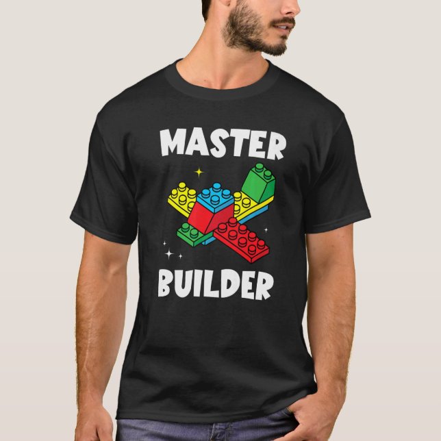 Master Builder Kids Bygger block Brick Leksak Mast T Shirt (Framsida)