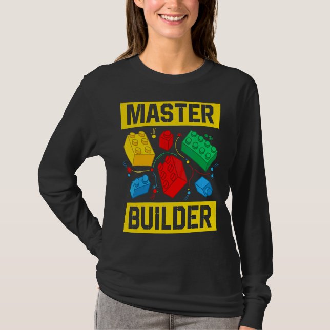 Master Builder Kids Bygger block Brick Leksak Mast T Shirt (Framsida)