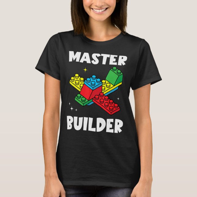 Master Builder Kids Bygger block Brick Leksak Mast T Shirt (Framsida)