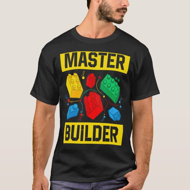 Master Builder Kids Bygger block Brick Leksak Mast T Shirt (Framsida)