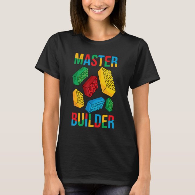 Master Builder Kids Bygger block Brick Leksak Mast T Shirt (Framsida)