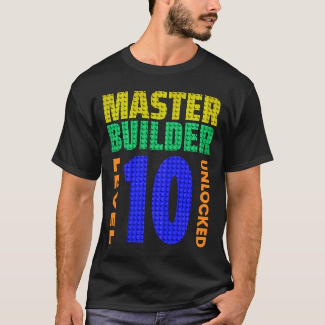 Master Builder Level 10 Olåst 10:e födelsedagsblo T Shirt (Framsida)