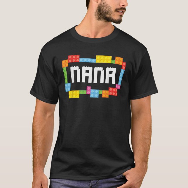 Master Builder Nana Bricks Blocks Bygger Family T Shirt (Framsida)