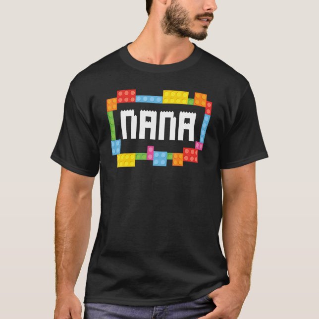 Master Builder Nana Bricks Blocks Bygger Family T Shirt (Framsida)