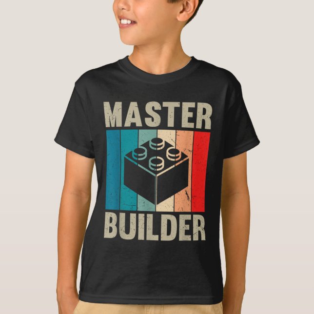 Master Builder Recto Pojkars Byggblock Lekset T Shirt (Framsida)