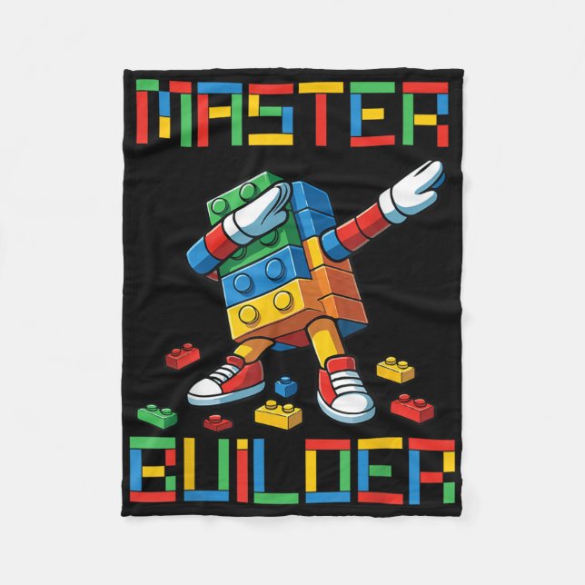 Master Builder Tee Dabbing Block Brick Byggnad  Fleecefilt (Framsidan)