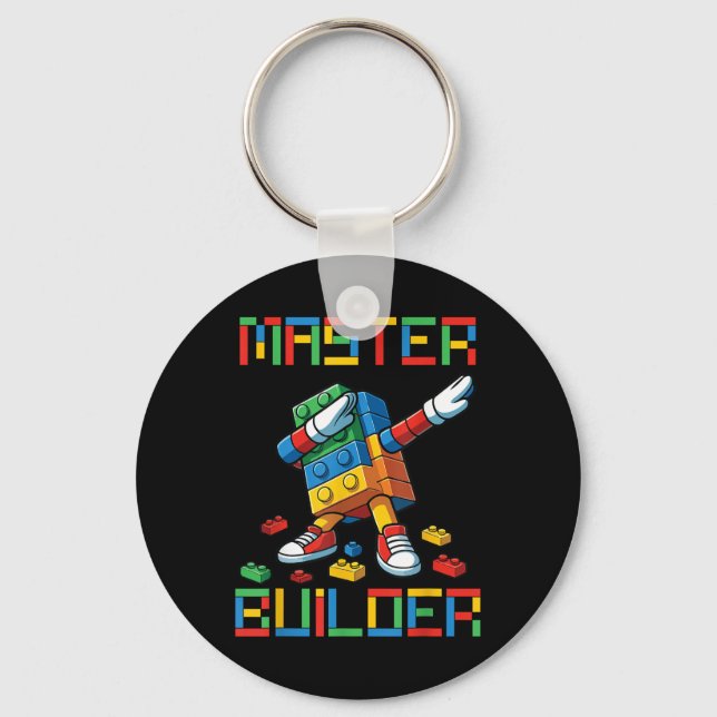 Master Builder Tee Dabbing Block Brick Byggnad  Nyckelring (Framsida)