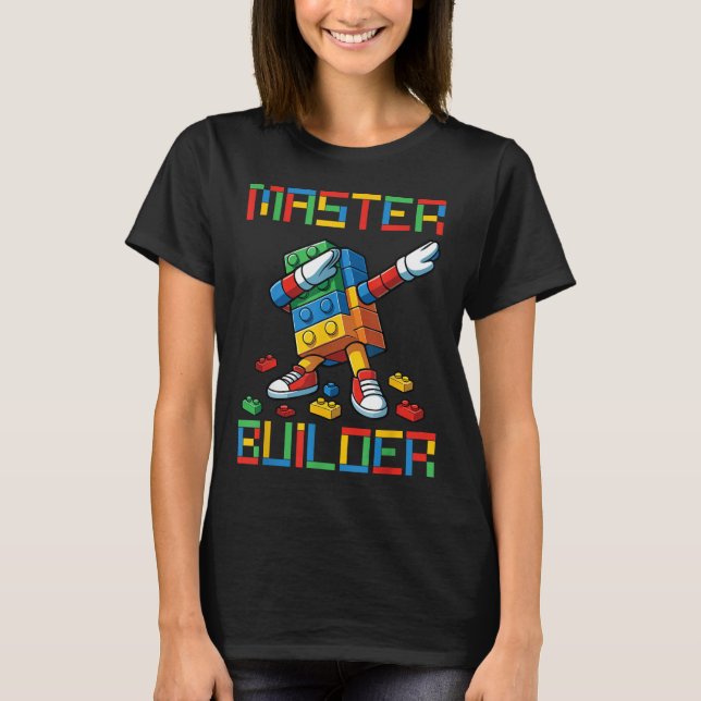 Master Builder Tee Dabbing Blocks Bricks Building  (Framsida)