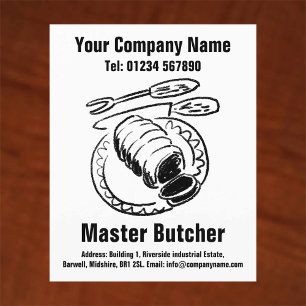 Master Butcher Cartoon Design Flygblad