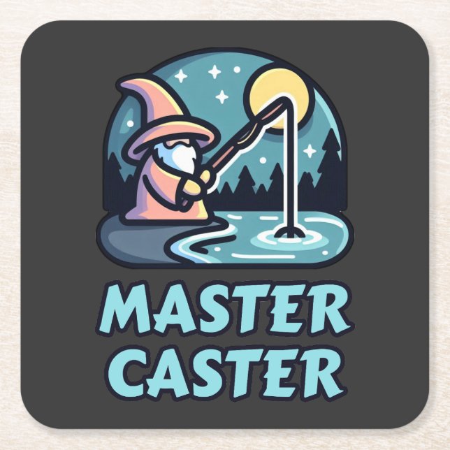 Master Caster Fantasy Fishing Underlägg Papper Kvadrat (Framsidan)