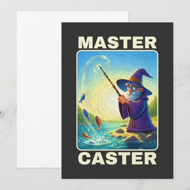 Master Caster - guiden Magic Fishing Inbjudningar (Fram/baksida)