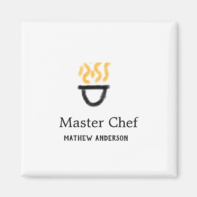 Master chef add name black pan yellow fire fume co magnet (Framsidan)