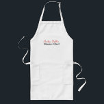 Master Chef Personlig Apron Långt Förkläde<br><div class="desc">Personligen är vit för din favoritchef. Typografi är röd och svart. Den här mallen är redo för din favoritkock.</div>