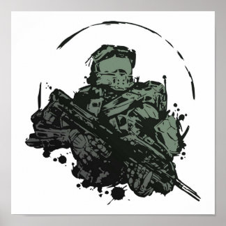 Master Chief Stänk Fläkt Art Poster