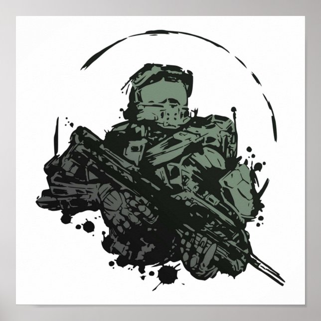 Master Chief Stänk Fläkt Art Poster (Framsidan)