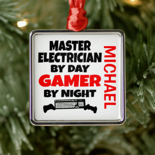 Master Electrician Kärlek spelar videospel Julgransprydnad Metall