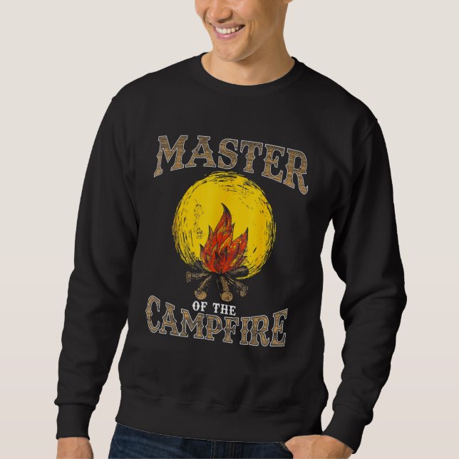 Mäster för Camping Bonfire Pappa Lång Ärmad Tröja (Framsida)