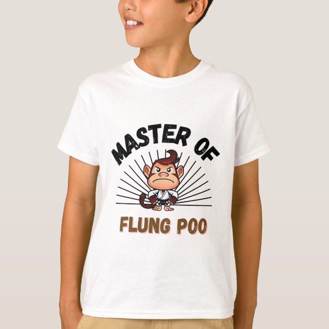 Mäster för Flung Poo Funny Martial Arts Pun T Shirt (Framsida)