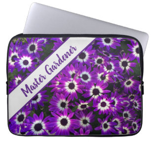 Master Gardener Bright Lila Flower Photo Blommigt Laptop Fodral