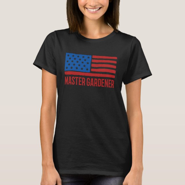 Master Gardener Distress Grunge American Flagga US T Shirt (Framsida)