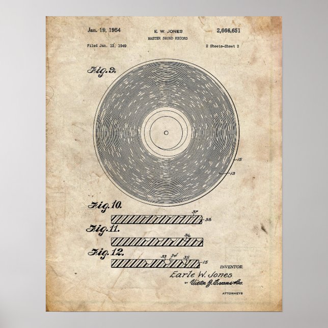 Master Ljud Record Patent Poster (Framsidan)