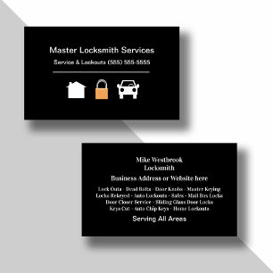 Master Locksmith Professionell Affärskort Visitkort