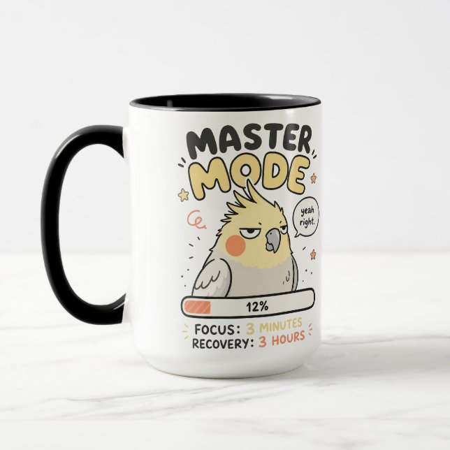 Master Mode Cockatiel Meme PNG | Rolig Utbrändhet  Mugg (Vänster)