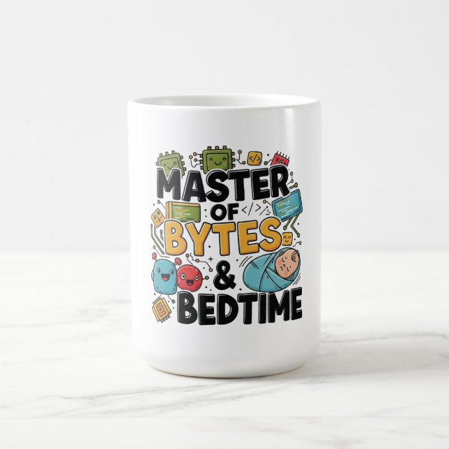 Master of Bytes och Sängdags Pappa T-Shirt Kaffemugg (Center)