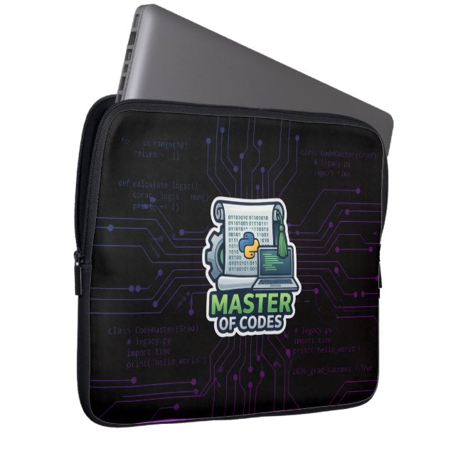 Master of Codes Developer Laptop Sleeve - Python (Framsidan Höger)
