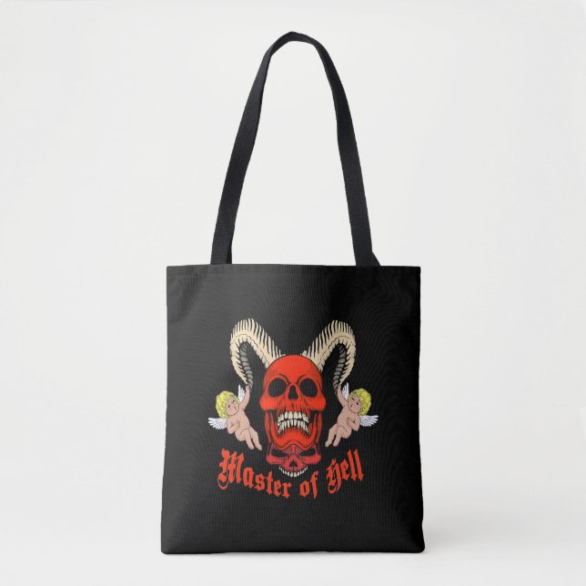 Master of Hell Gothic Skull and Cherubs Design Tygkasse (Framsida)