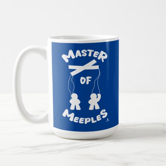 Master of Meeples Funny Gamer Puppet Slogan Kaffemugg (Vänster)