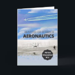 Master of Science Aeronautics Grattiss Kort<br><div class="desc">Grattisar i studenten med magisterexamen i flygteknik,  pappert hälsningskort med ett fotomat av Wright-brors första flygning 1903 (offentlig domän) och ett modernt jet-stomme med jet-spår i himmel. Lägg till student namn i omslaget. Art,  bild och versell copyright © Shoaff Ballanger Studios,  2025.</div>
