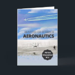 Master of Science Aeronautics Grattiss Kort<br><div class="desc">Grattisar i studenten med magisterexamen i flygteknik, pappert hälsningskort med ett fotomat av Wright-brors första flygning 1903 (offentlig domän) och ett modernt jet-stomme med jet-spår i himmel. Lägg till student namn i omslaget. Art, bild och versell copyright © Shoaff Ballanger Studios, 2025.</div>