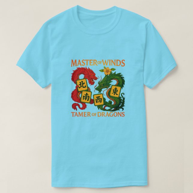 Master of Winds-Tamer of Dragons Mah Jongg T-Shirt (Design framsida)