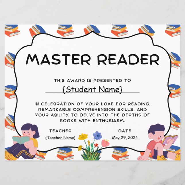 Master Reader Student Recognition Award (Framsida)